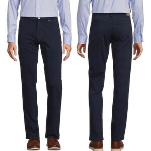 ROWM Denim Twill Flat Front Casual Chino Navy 5 Pocket Pants 34